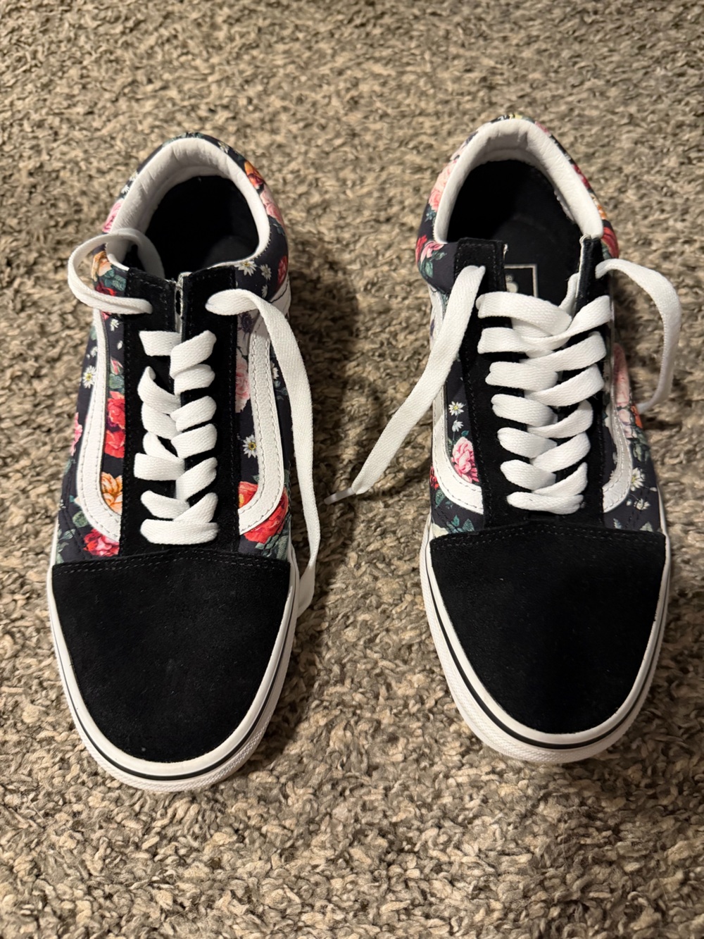 Vans Black Floral Low-Top Lace-Up Sneakers
